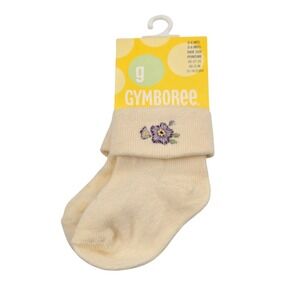 Gymboree Baby Socks 0 3 6 Months Cream Floral Embroidered 2003 Cherry Blossom